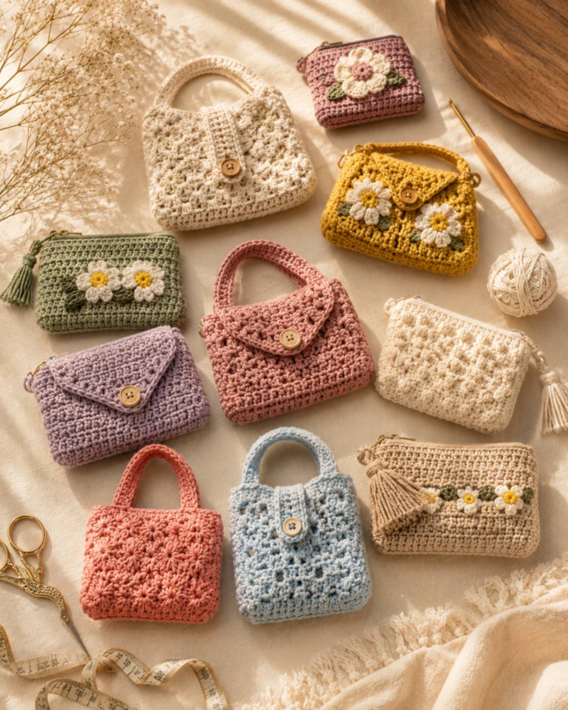 Handmade crochet bags and pouches