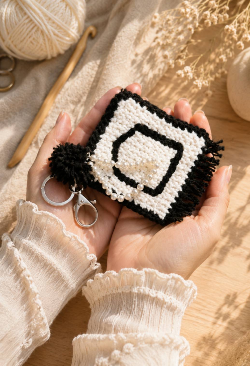 Tiny crochet custom keychain